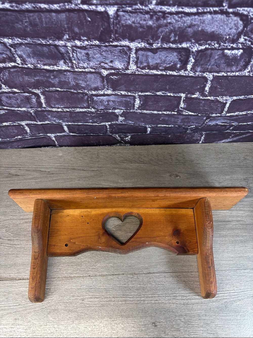 Rustic Wood Heart Shelf - Brown